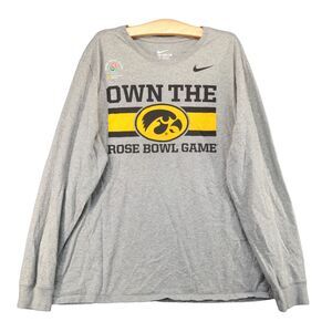 Nike Iowa Hawkeyes T Shirt Mens Size XXL Gray Rose Bowl Logo Football